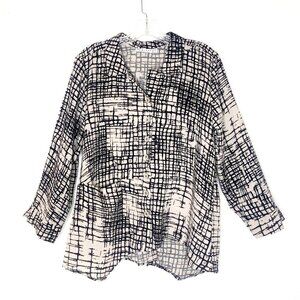 Habitat Art-to-Wear Modernist Woven Rayon Blouse Shirt Top Funky Size Small